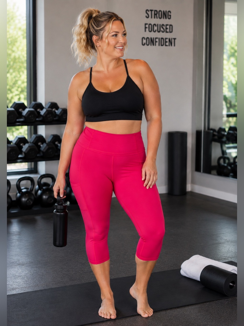 Fabletics Hot Pink Active Leggings with Side Pockets